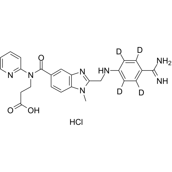 Dabigatran-d4 hydrochloride Chemical Structure Dabigatran-d4 hydrochloride(Synonyms: 达比加群 D4 盐酸盐; BIBR-953-d4 hydrochloride)