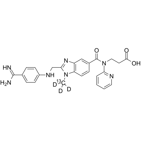 Dabigatran-13C,d3 Chemical Structure Dabigatran-13C,d3(Synonyms: BIBR 953-13C,d3; BIBR 953ZW-13C,d3)