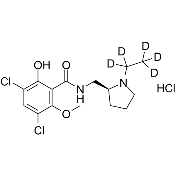 Raclopride-d5 hydrochloride Chemical Structure Raclopride-d5 hydrochloride(Synonyms: 雷氯必利 d5 (盐酸盐))