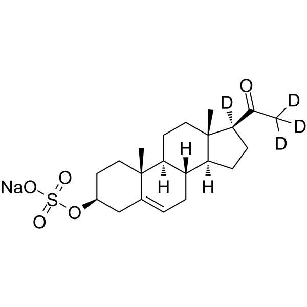 Pregnenolone monosulfate-d4 sodium Chemical Structure Pregnenolone monosulfate-d4 sodium(Synonyms: 3β-Hydroxy-5-pregnen-20-one monosulfate-d4 sodium)