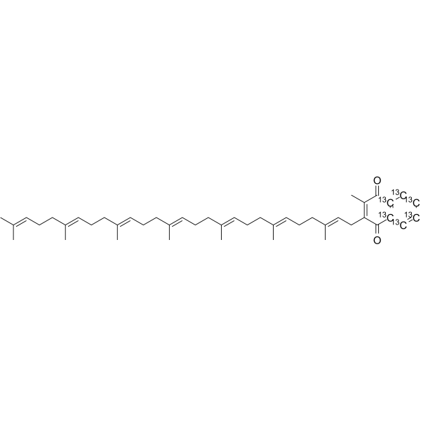 Menaquinone-7-13C6 Chemical Structure Menaquinone-7-13C6(Synonyms: Vitamin K2-7-13C6; Vitamin K2(35)-13C6; Vitamin MK-7-13C6)