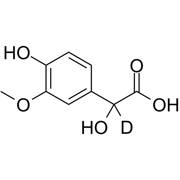Vanillylmandelic acid-d1 Chemical Structure Vanillylmandelic acid-d1(Synonyms: 香草扁桃酸 d1)