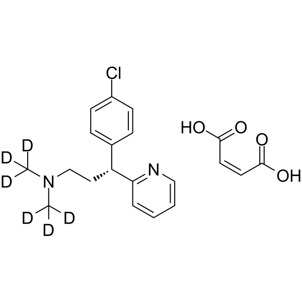 (-)-Chlorpheniramine-d6 maleate Chemical Structure (-)-Chlorpheniramine-d6 maleate(Synonyms: (R)-(-)-Chlorpheniramine maleate-d6; L-Chlorpheniramine maleate-d6)