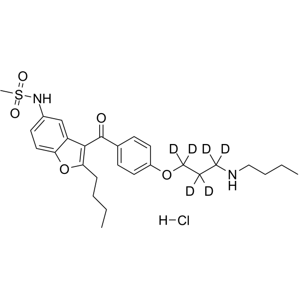 Debutyldronedarone D6 hydrochloride Chemical Structure Debutyldronedarone D6 hydrochloride(Synonyms: SR35021 D6 hydrochloride)