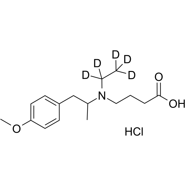 Mebeverine acid-d5 hydrochloride Chemical Structure Mebeverine acid-d5 hydrochloride(Synonyms: Mebeverine metabolite Mebeverine acid-d5 hydrochloride)