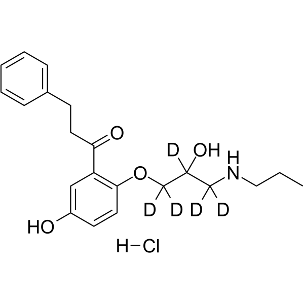 5-Hydroxy Propafenone D5 Hydrochloride Chemical Structure 5-Hydroxy Propafenone D5 Hydrochloride(Synonyms: GPV-129 D5 Hydrochloride; Lu 40-545 D5)