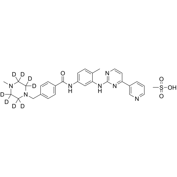 Imatinib-d8 mesylate Chemical Structure Imatinib-d8 mesylate(Synonyms: STI571-d8 mesylate; CGP-57148B-d8 mesylate)