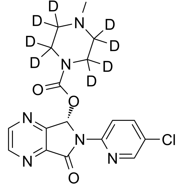 Eszopiclone-d8 Chemical Structure Eszopiclone-d8(Synonyms: 艾司佐匹克隆-d8)
