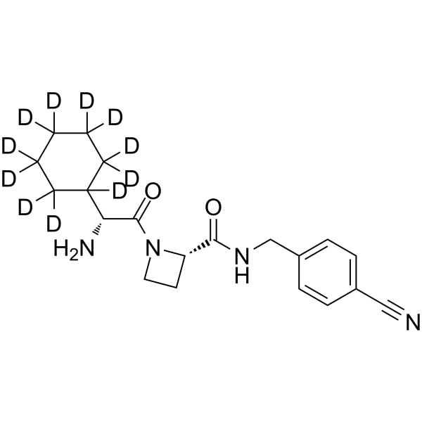 1-((2R)-2-Amino-2-cyclohexylacetyl)-N-(4’-cyanobenzyl)-2-L-azetidinecarboxamide-d11 Chemical Structure 1-((2R)-2-Amino-2-cyclohexylacetyl)-N-(4’-cyanobenzyl)-2-L-azetidinecarboxamide-d11