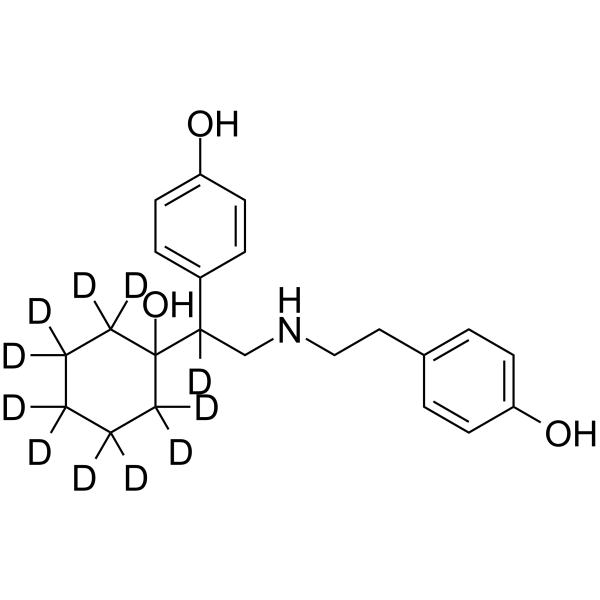 (Rac)-N,N-Didesmethyl-N-(4-hydroxyphenethyl)-O-desmethyl Venlafaxine-d11 Chemical Structure (Rac)-N,N-Didesmethyl-N-(4-hydroxyphenethyl)-O-desmethyl Venlafaxine-d11
