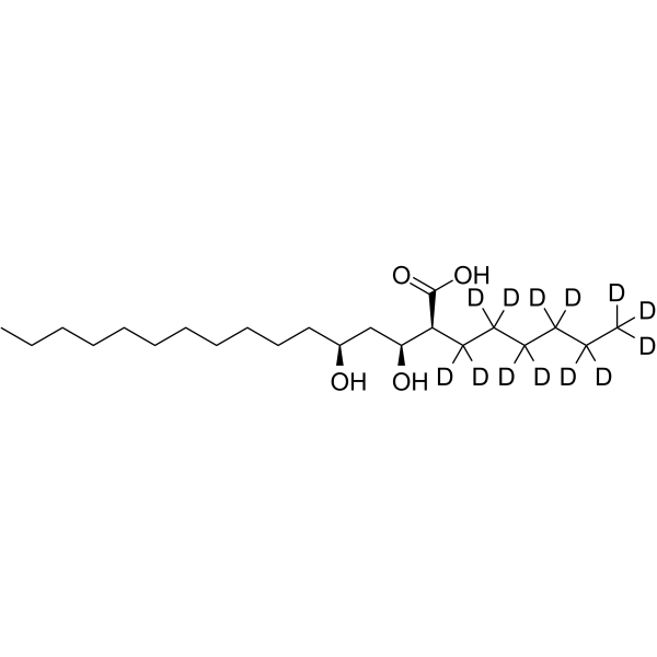 (2S,3S,5S)-2-Hexyl-3,5-dihydroxyhexadecanoic Acid-d13 Chemical Structure (2S,3S,5S)-2-Hexyl-3,5-dihydroxyhexadecanoic Acid-d13