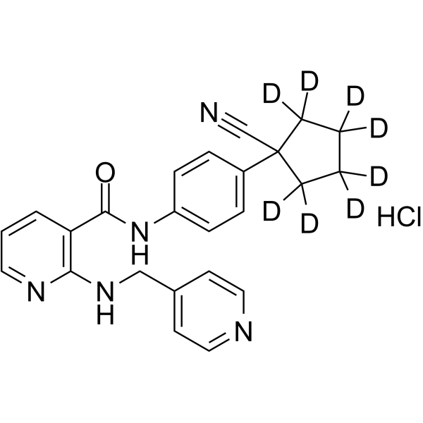Apatinib-d8 hydrochloride Chemical Structure Apatinib-d8 hydrochloride(Synonyms: 阿帕替尼 d8 (盐酸盐))