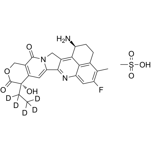 Exatecan-d5 mesylate Chemical Structure Exatecan-d5 mesylate(Synonyms: DX8951f-d5; Exatecan-d5 mesylate; Deuterated labeled Exatecan mesylate)