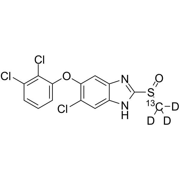 Triclabendazole sulfoxide-13C,d3 Chemical Structure Triclabendazole sulfoxide-13C,d3(Synonyms: TCBZ-SO-13C,d3)