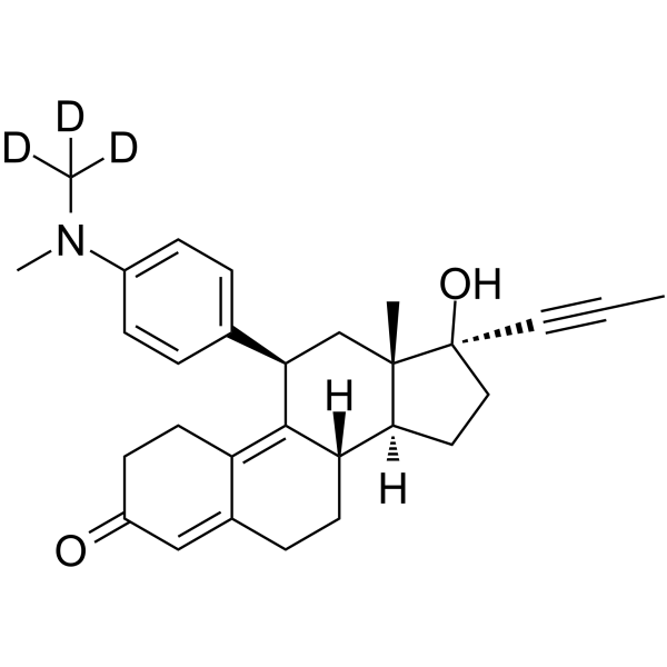 Mifepristone-d3 Chemical Structure Mifepristone-d3(Synonyms: RU486-d3; RU 38486-d3)