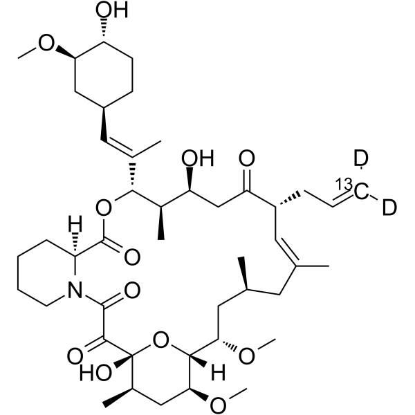 Tacrolimus-13C,d2 Chemical Structure Tacrolimus-13C,d2(Synonyms: FK506-13C,d2; Fujimycin-13C,d2; FR900506-13C,d2)