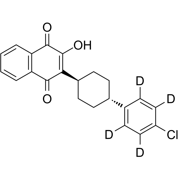 Atovaquone (4-chlorophenyl-2,3,5,6-d4) Chemical Structure Atovaquone (4-chlorophenyl-2,3,5,6-d4)(Synonyms: 阿托伐醌 (4-氯苯-2,3,4,5,6-d4))