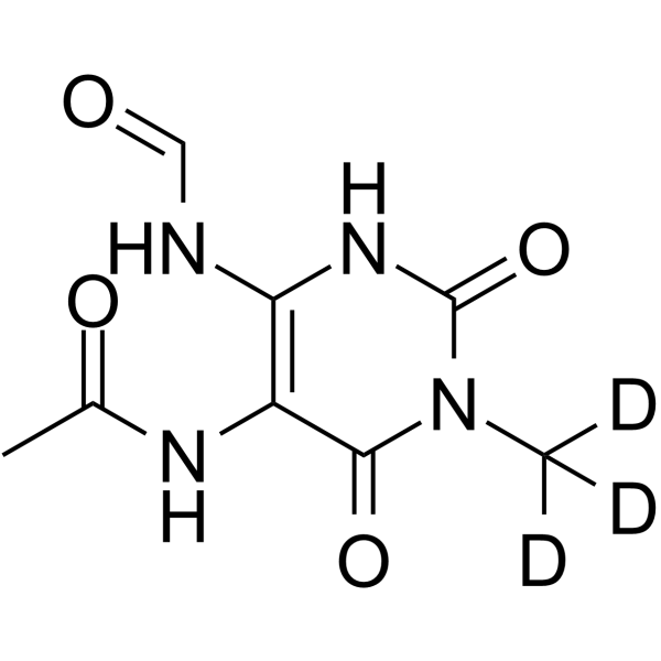5-Acetylamino-6-formylamino-3-methyluracil-d3 Chemical Structure 5-Acetylamino-6-formylamino-3-methyluracil-d3