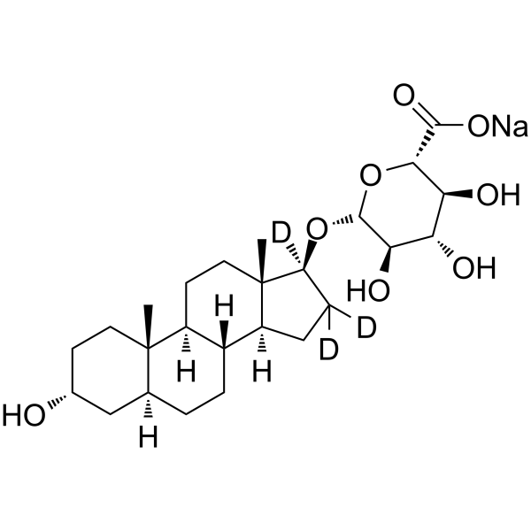 Androstanediol-d3 Glucuronide Sodium Salt Chemical Structure Androstanediol-d3 Glucuronide Sodium Salt
