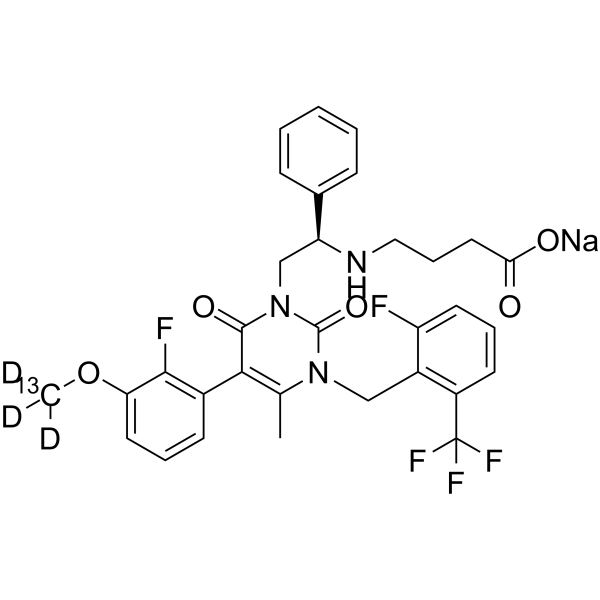 Elagolix-13C,d3 sodium Chemical Structure Elagolix-13C,d3 sodium(Synonyms: NBI-56418-13C,d3 sodium)