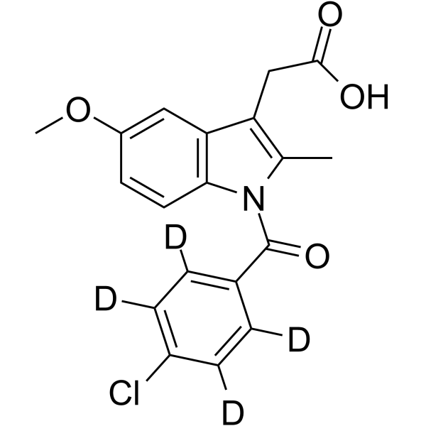 Indomethacin-d4 Chemical Structure Indomethacin-d4(Synonyms: 吲哚美辛-D4; Indometacin-d4)
