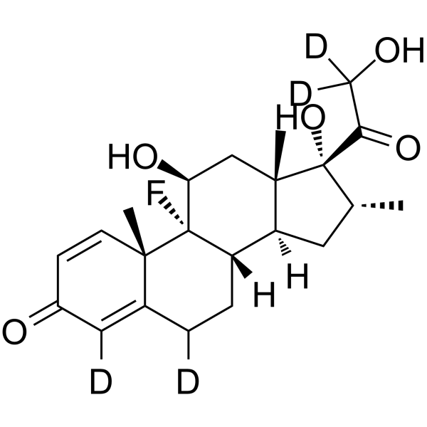 Dexamethasone-d4 Chemical Structure Dexamethasone-d4(Synonyms: Hexadecadrol-d4; Prednisolone F-d4)