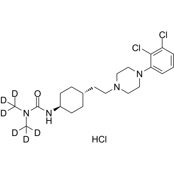 Cariprazine-d6 hydrochloride Chemical Structure Cariprazine-d6 hydrochloride(Synonyms: RGH188-d6 hydrochloride)