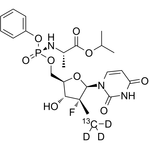 Sofosbuvir 13CD3 Chemical Structure Sofosbuvir 13CD3(Synonyms: PSI-7977 13CD3; GS-7977 13CD3)