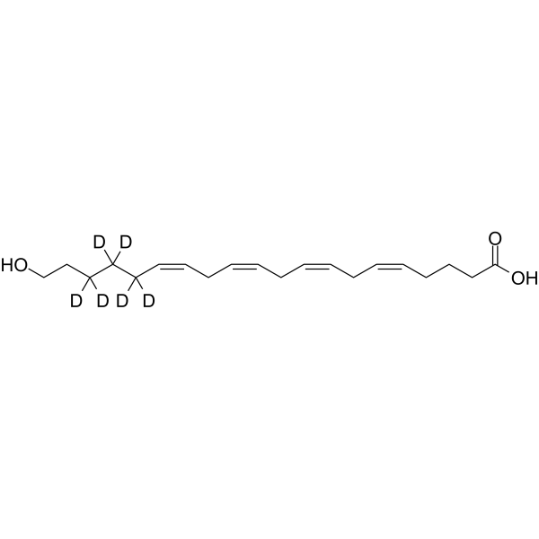 20-HETE-d6 Chemical Structure 20-HETE-d6(Synonyms: 20-Hydroxyarachidonic acid-d6; 20-Hydroxyeicosatetraenoic acid-d6)