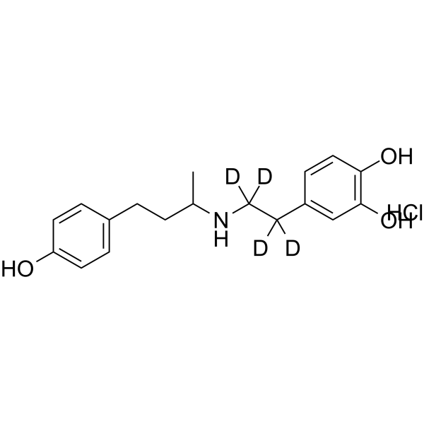(rac)-Dobutamine-d4 hydrochloride Chemical Structure (rac)-Dobutamine-d4 hydrochloride(Synonyms: 多巴酚丁胺盐酸盐 d4 (盐酸盐))
