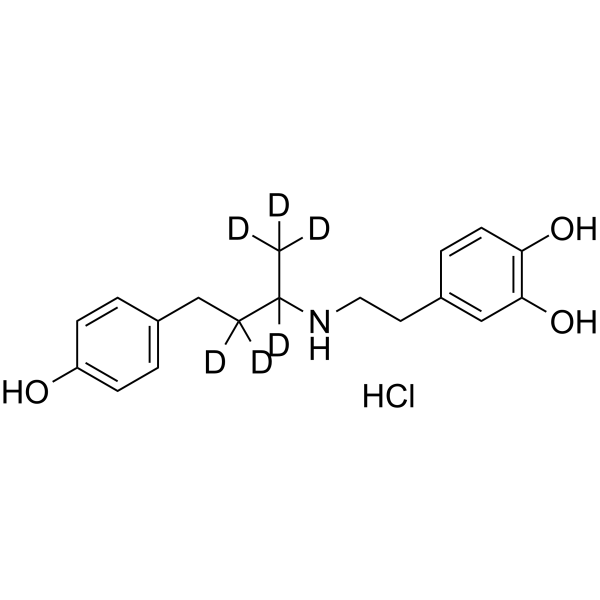 (rac)-Dobutamine-d6 hydrochloride Chemical Structure (rac)-Dobutamine-d6 hydrochloride(Synonyms: 多巴酚丁胺盐酸盐 d6 (盐酸盐))