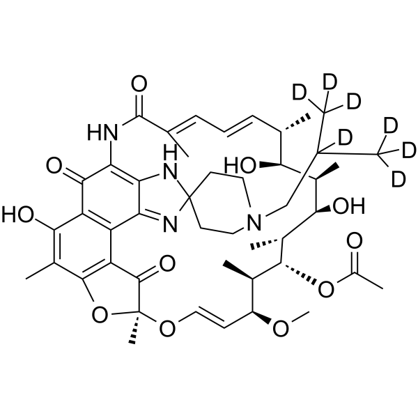 Rifabutin-d7 Chemical Structure Rifabutin-d7(Synonyms: Ansamycin-d7; LM-427-d7)
