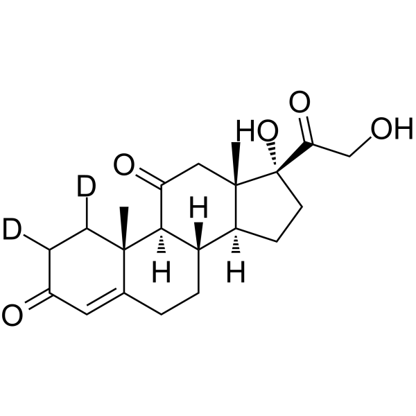 Cortisone-d2 Chemical Structure Cortisone-d2(Synonyms: 17-Hydroxy-11-dehydrocorticosterone-d2; Kendall