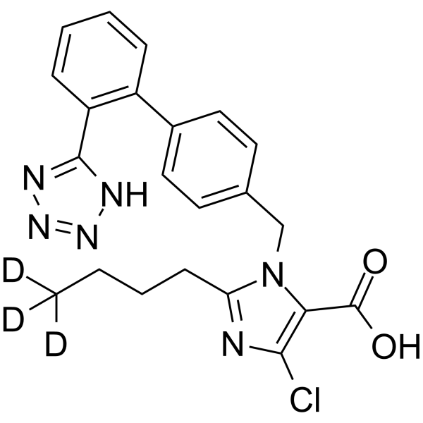 Losartan-d3 Carboxylic Acid Chemical Structure Losartan-d3 Carboxylic Acid(Synonyms: 氯沙坦羧酸 d3)