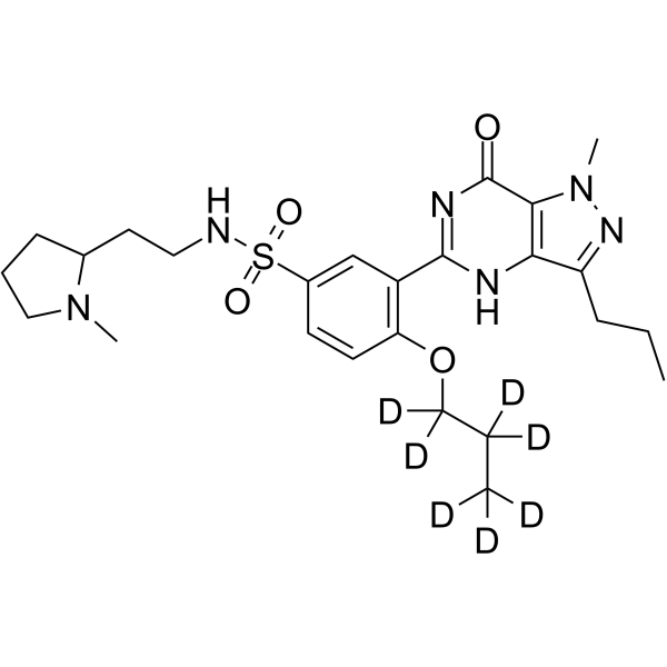 Udenafil-d7 Chemical Structure Udenafil-d7(Synonyms: 乌地那非 d7)