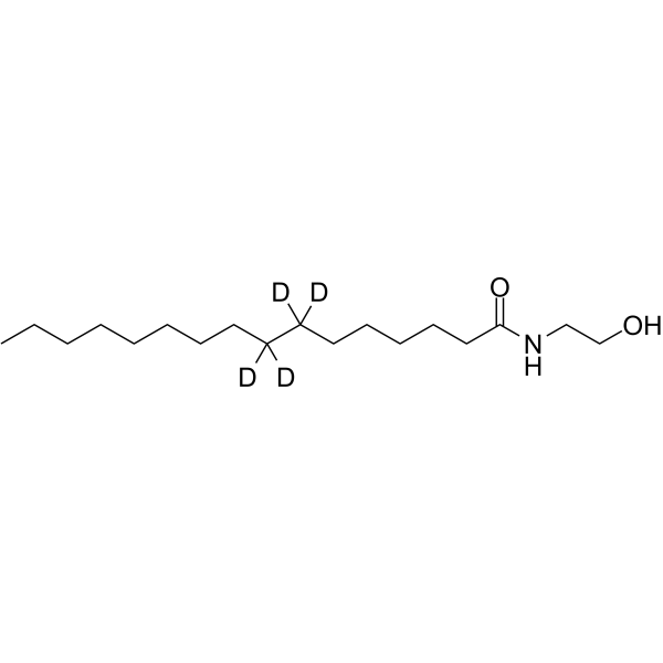 Palmitoylethanolamide-d4 Chemical Structure Palmitoylethanolamide-d4(Synonyms: Palmidrol-d4; Loramine P 256-d4)