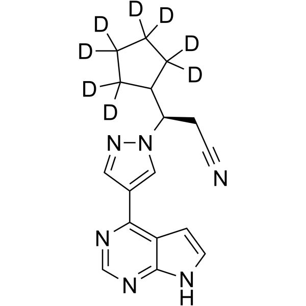 Deuruxolitinib Chemical Structure Deuruxolitinib(Synonyms: CTP-543; Ruxolitinib D8; Deuterated Ruxolitinib)