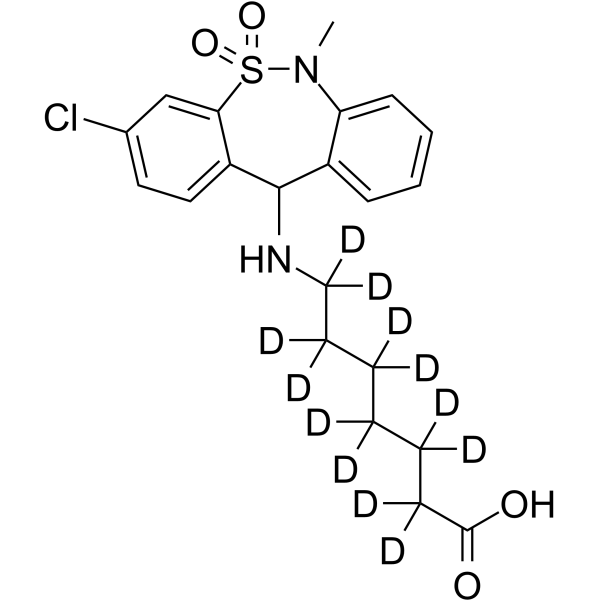 Tianeptine-d12 Chemical Structure Tianeptine-d12(Synonyms: 噻奈普汀 d12)
