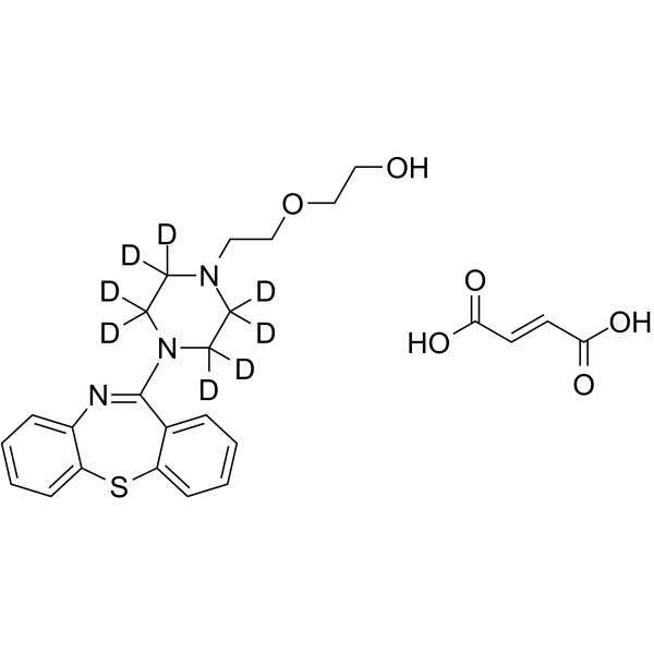 Quetiapine-d8 fumarate Chemical Structure Quetiapine-d8 fumarate(Synonyms: 富马酸喹硫平 d8 (富马酸盐))
