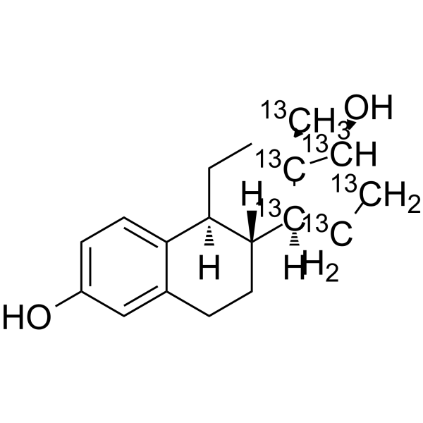 Estradiol-13C6 Chemical Structure Estradiol-13C6(Synonyms: β-Estradiol-13C6; E2-13C6; 17β-Estradiol-13C6; 17β-Oestradiol-13C6)