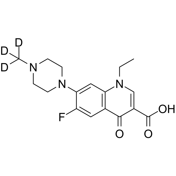 Pefloxacin-d3 Chemical Structure Pefloxacin-d3(Synonyms: Pefloxacinium-d3)
