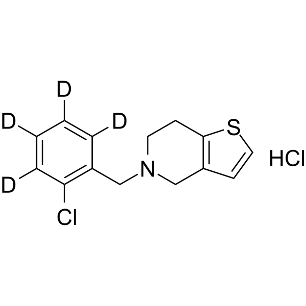 Ticlopidine-d4 hydrochloride Chemical Structure Ticlopidine-d4 hydrochloride(Synonyms: 盐酸噻氯匹定 d4 (盐酸盐))