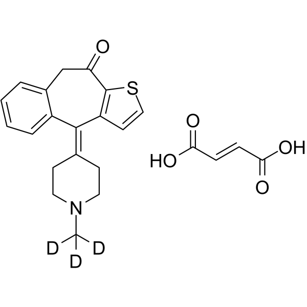 Ketotifen-d3 fumarate Chemical Structure Ketotifen-d3 fumarate(Synonyms: 富马酸酮替芬 d3)