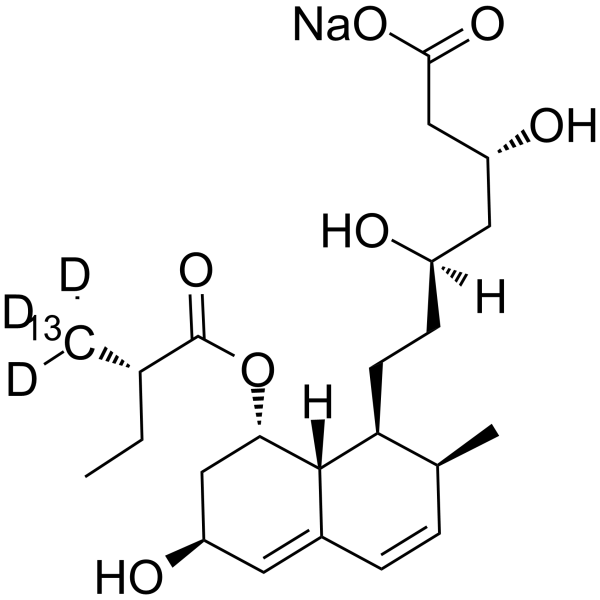 Pravastatin-13C,d3 sodium Chemical Structure Pravastatin-13C,d3 sodium(Synonyms: CS-514-13C,d3 sodium)
