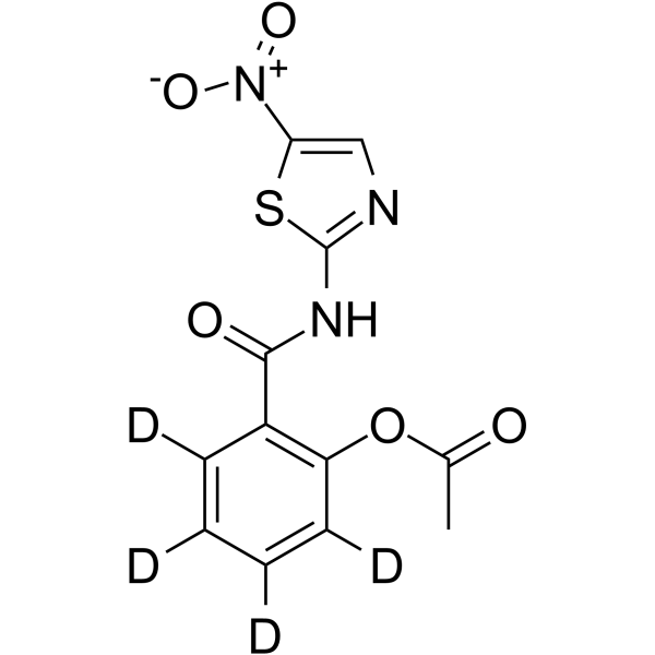 Nitazoxanide-d4 Chemical Structure Nitazoxanide-d4(Synonyms: 硝唑尼特 D4; NTZ-d4; NSC-697855-d4)