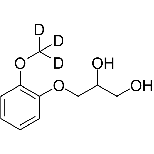 Guaifenesin-d3 Chemical Structure Guaifenesin-d3(Synonyms: Guaiacol glyceryl ether-d3; Guaiphenesin-d3; Glycerol guaiacolate-d3)
