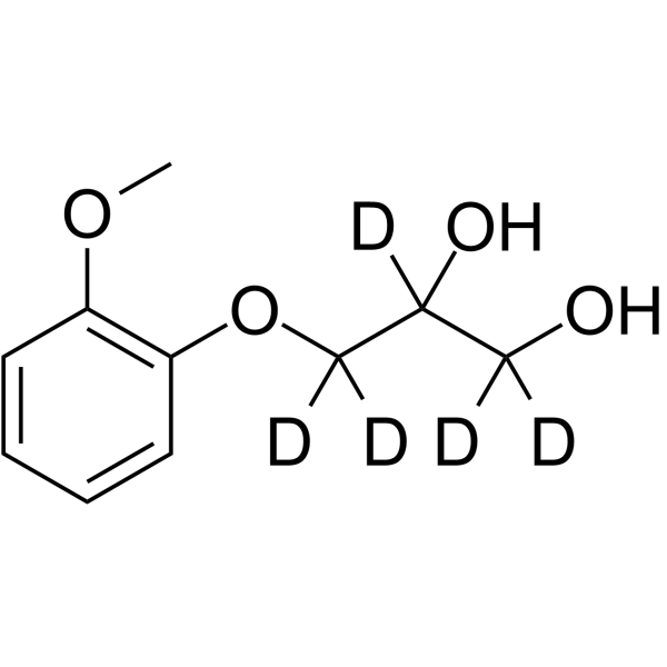 Guaifenesin-d5 Chemical Structure Guaifenesin-d5(Synonyms: 愈创甘油醚 d5)
