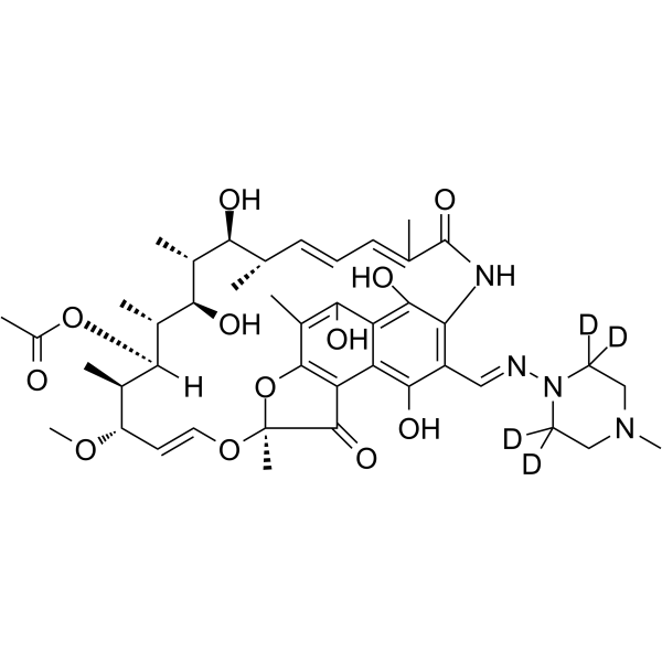 Rifampicin-d4 Chemical Structure Rifampicin-d4(Synonyms: Rifampin-d4; Rifamycin AMP-d4)