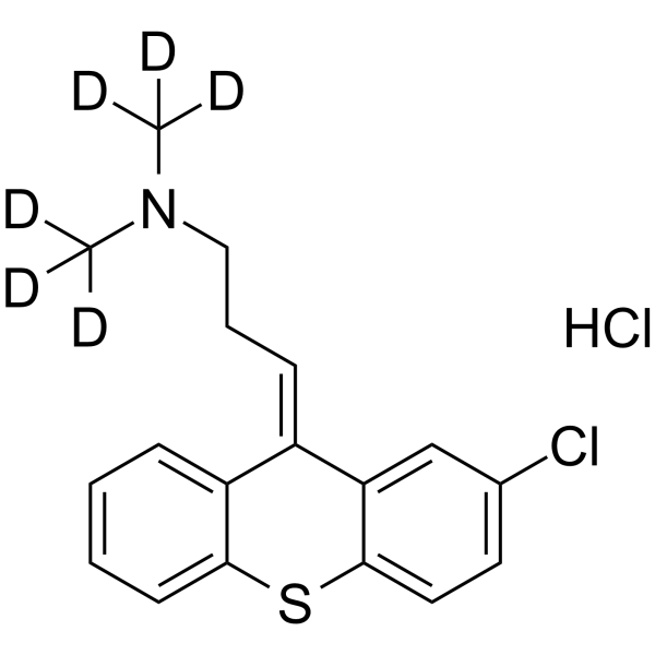 Chlorprothixene-d6 hydrochloride Chemical Structure Chlorprothixene-d6 hydrochloride(Synonyms: 氯普噻吨盐酸盐 d6 (盐酸盐))