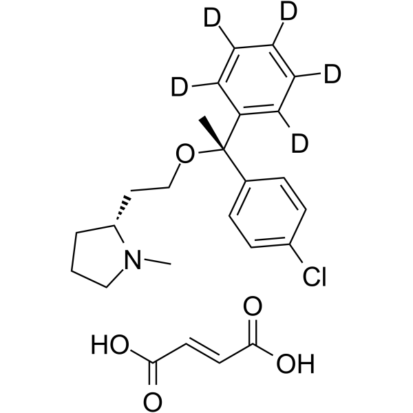 Clemastine-d5 fumarate Chemical Structure Clemastine-d5 fumarate(Synonyms: HS-592-d5 fumarate; Meclastine-d5 fumarate)